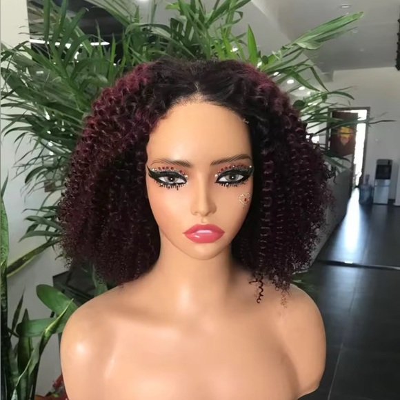 Curly Burgundy Wig for Women
